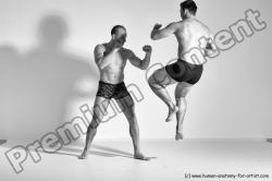 Underwear Martial art Man - Man White Moving poses Athletic Short Brown Dynamic poses Academic